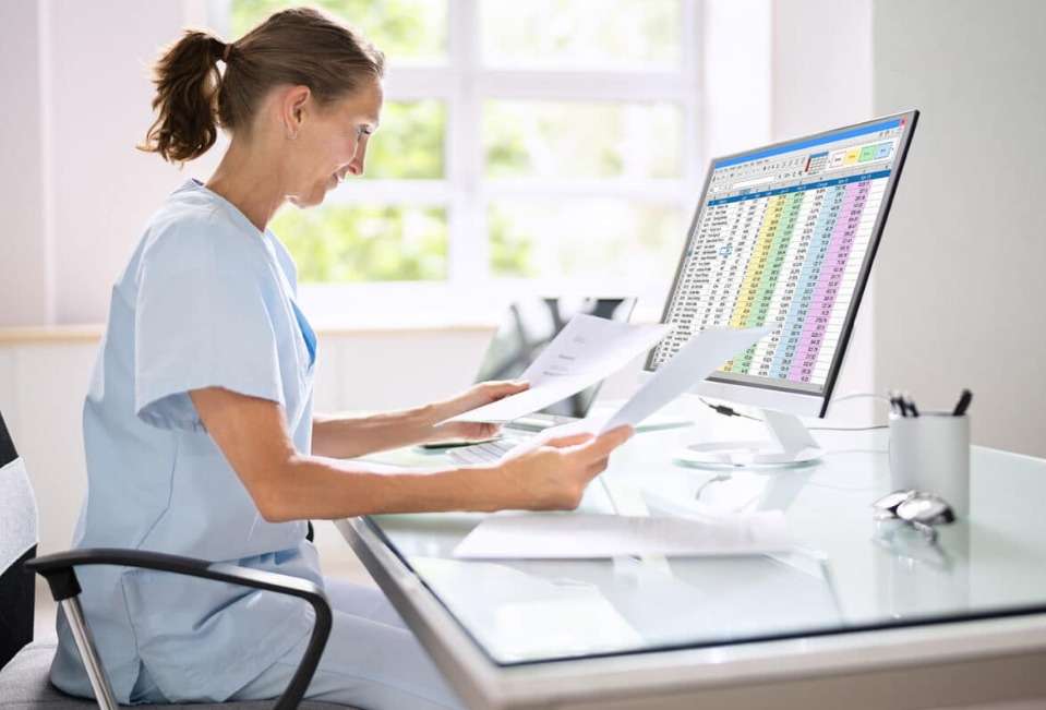 Healthcare professional managing incentive and commission tracking system