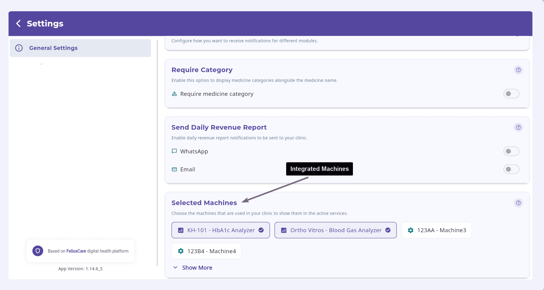 FelixaTouch Laboratory Analyzer Integration Settings